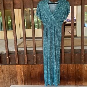 Green polka dot maternity dress